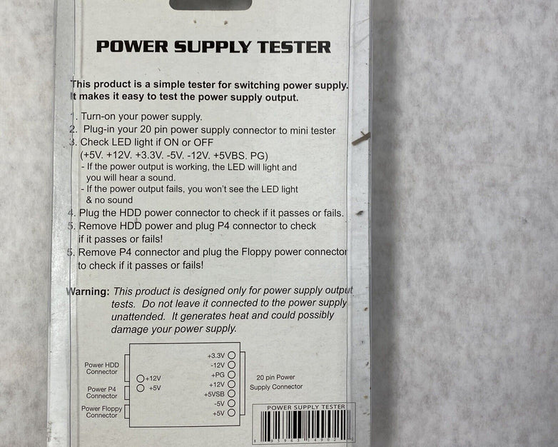Coolmax PS-101 20 Pin Power Supply Tester