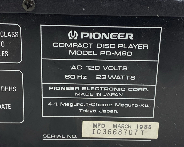 Pioneer PD-M60 Multi-Disc Compact Disk Player No Remote Tested