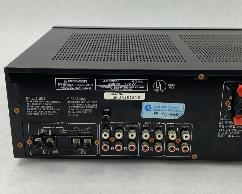 Pioneer SX-1300 Stereo Receiver Tested - No Remote