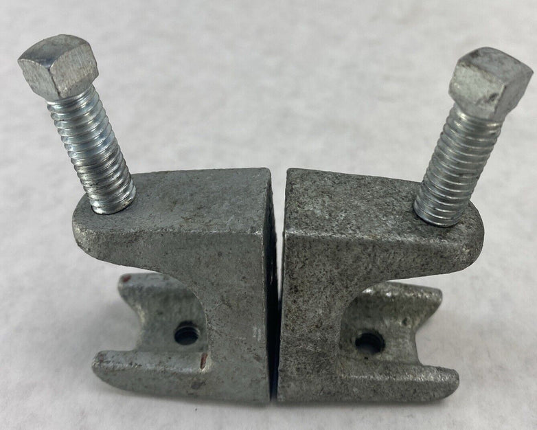 Lot( 2 ) Steel Beam Clamps 0.75 inch U Trough with 3/8" Mount Hole