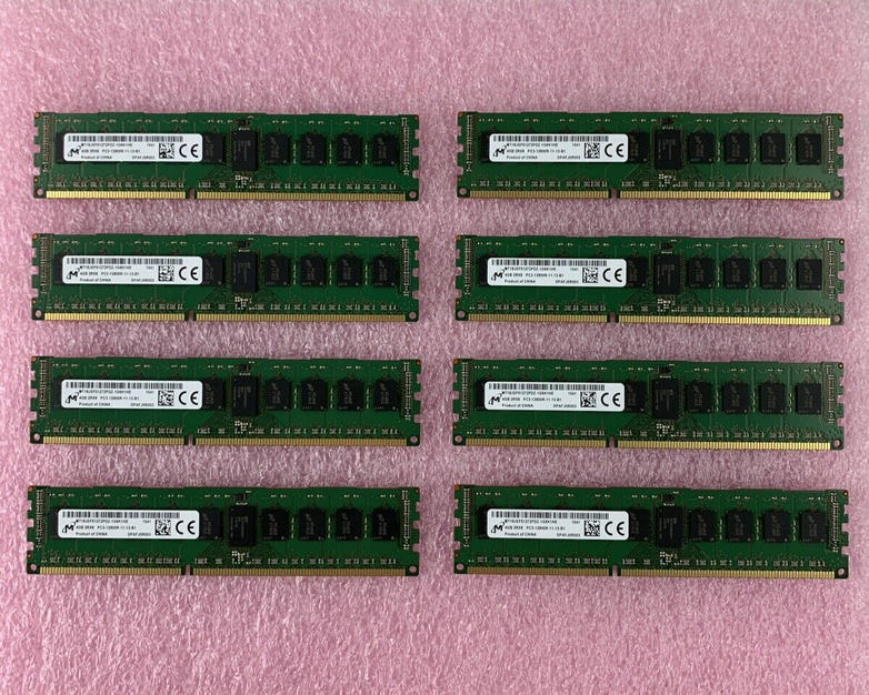Lot of 8 Micron 4GB PC3-12800R DDR3 ECC SERVER RAM MT18JSF51272PDZ-1G6K1HE