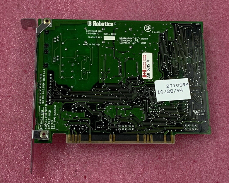 US Robotics 2710594 8-Bit 14.4K Internal Sportster Faxmodem ISA Card 0266