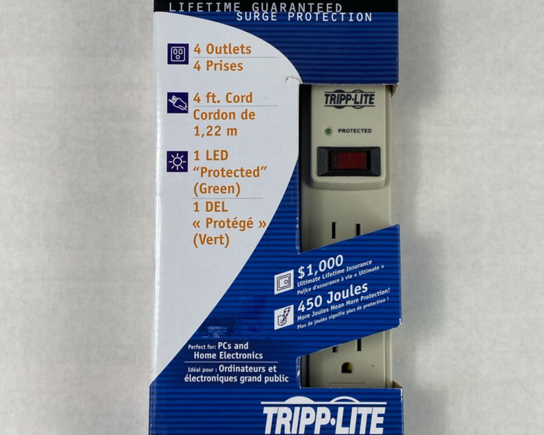 Tripp-Lite TLP404 4-Outlet 390J Surge Protector 4ft Power Strip