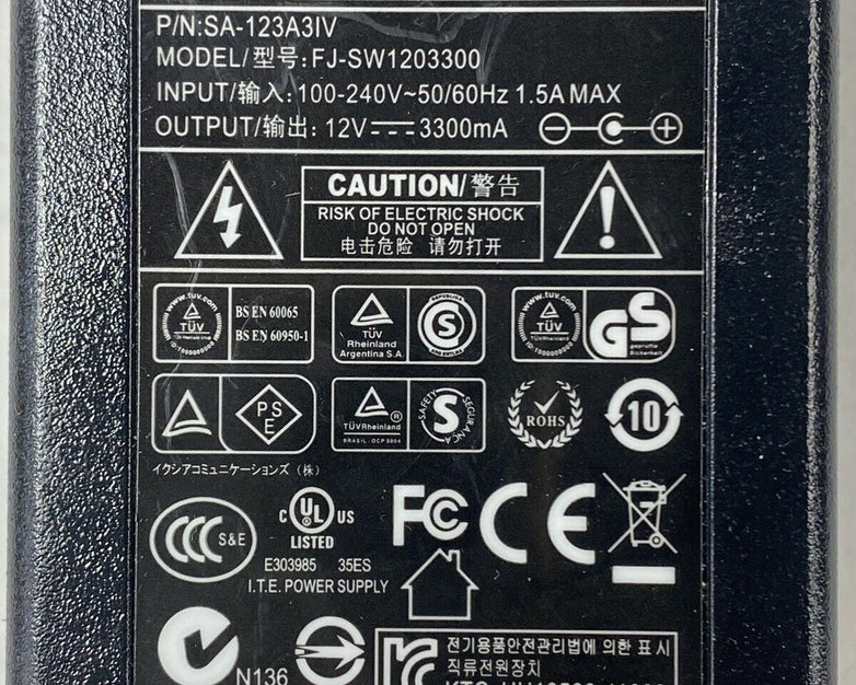 Lot of 4 Condor FJ-SW1203300 SA-123A3IV 12V 3.30A Power Adapter