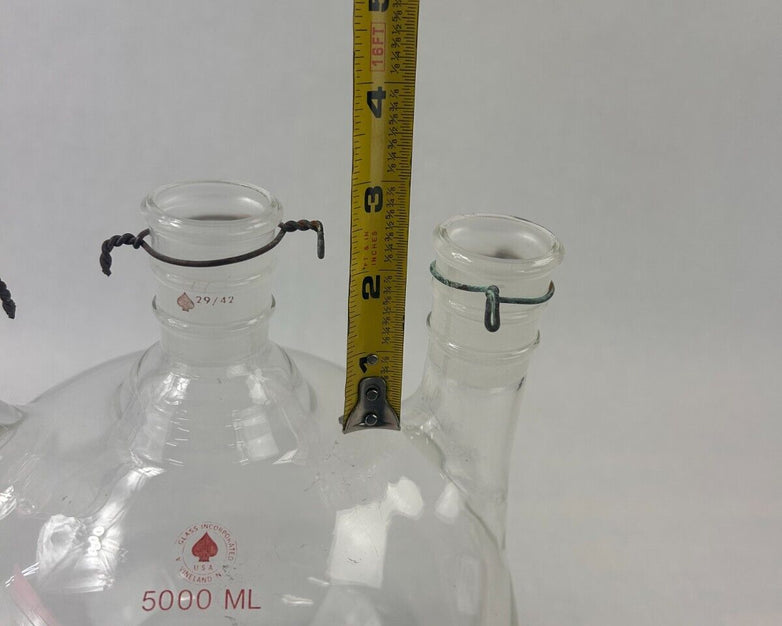 ACE Glass 5000mL 3-Neck Vertical Round Reaction Flask 29/42 Joints