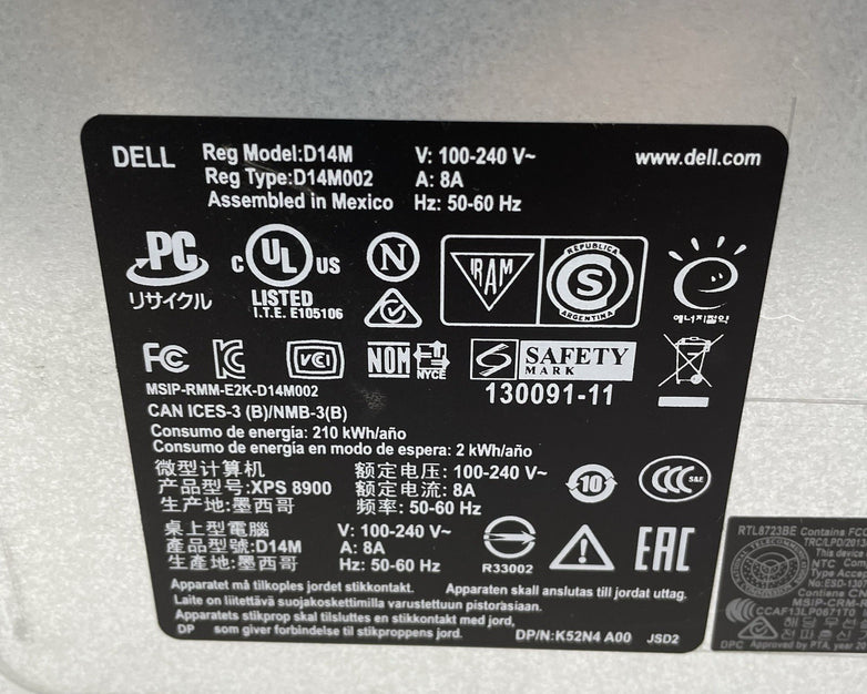 Dell XPS 8900 MT Intel i7-6700 3.40 GHz 16 GB Ram No HDD No OS