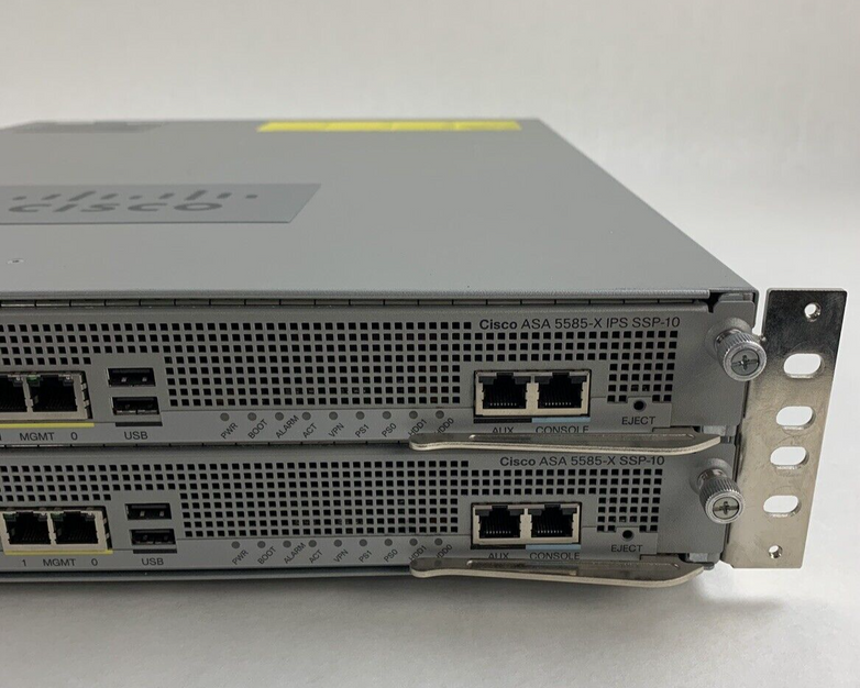 Cisco ASA 5585 8-Port GbE Firewall Security Appliance 2x 5580-X SSP-10 Mod Cards