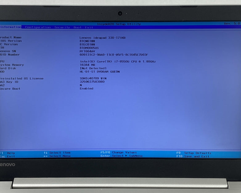 Lenovo IdeaPad 330-17IKB Core i7-8550U 1.80 GHz 16 GB RAM 17.3" No HDD No OS