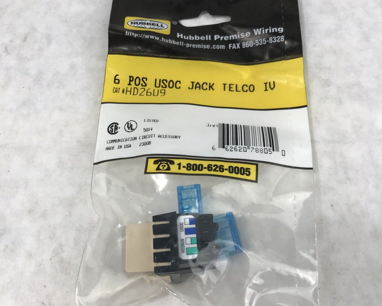 Hubbell Premise Wiring HD26U9 6 Position Wired Jack Coms Circuit Accessory