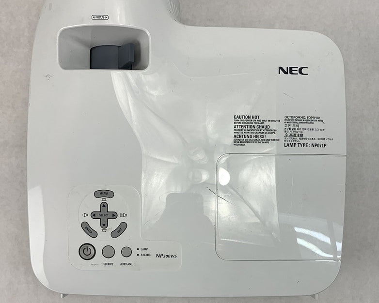 NEC NP500WS LCD Projector 537 Lamp Hours