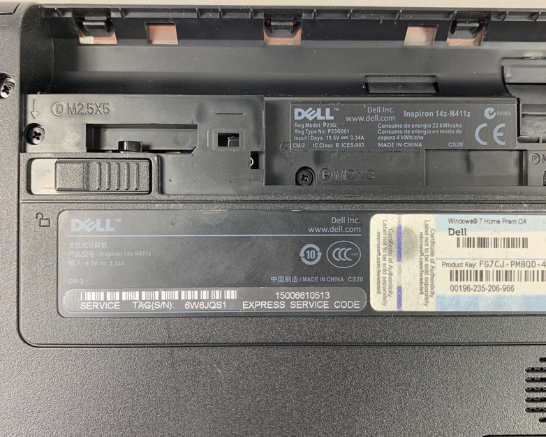 Dell Inspiron N411Z 14" i3-2350M 2.3 GHz 630 KB Ram No OS No HDD No Batt No AC
