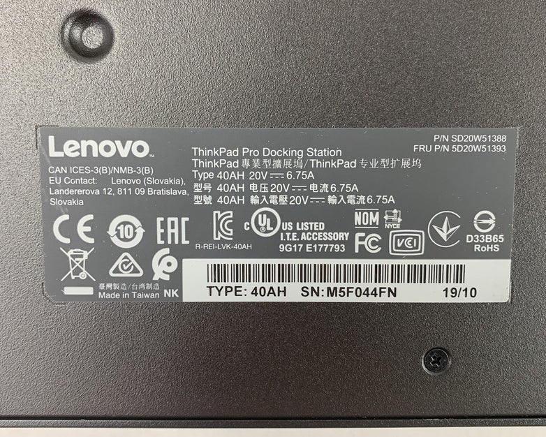 Lenovo ThinkPad Pro 40AH Docking Station - No Keys (Lot of 2)