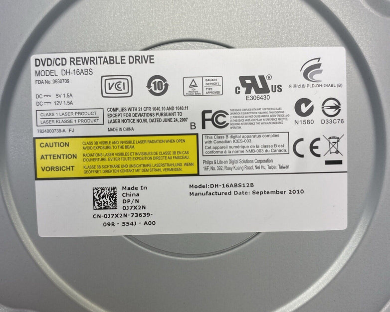 DVD-CD Rewritable Drive Model DH-16ABS128 DP/N 0J7X2N Lot Of 5