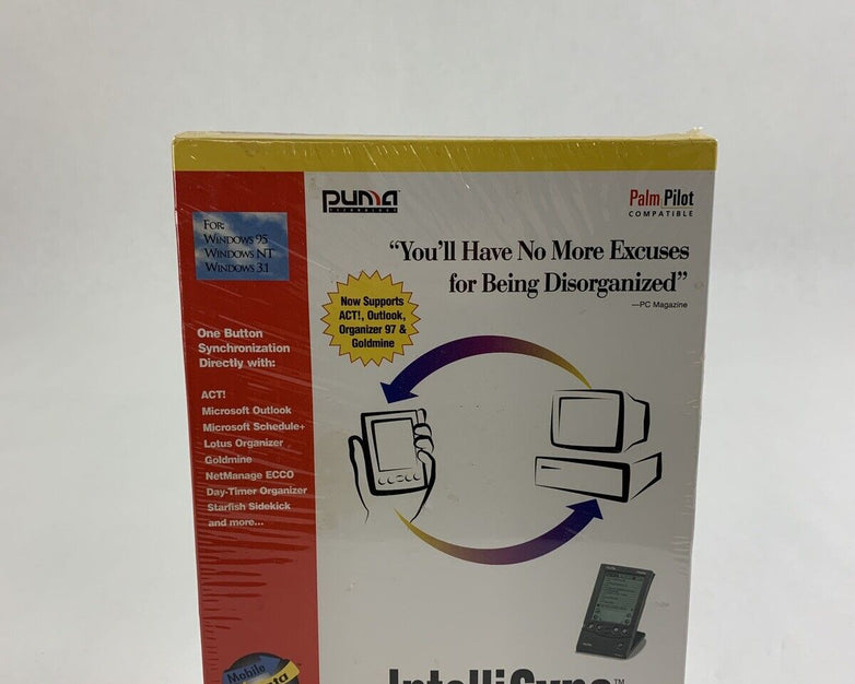 New PalmPilot IntelliSync Window 95 NT 3.1 Puma Mobil Data Exchange Tech 1997