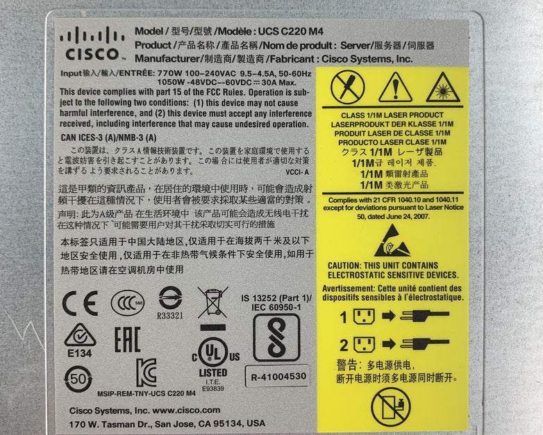 Cisco UCS C220 M4 Server 2x Xeon E5-2609V3 1.9 GHz 64 GB Ram No OS No HDD