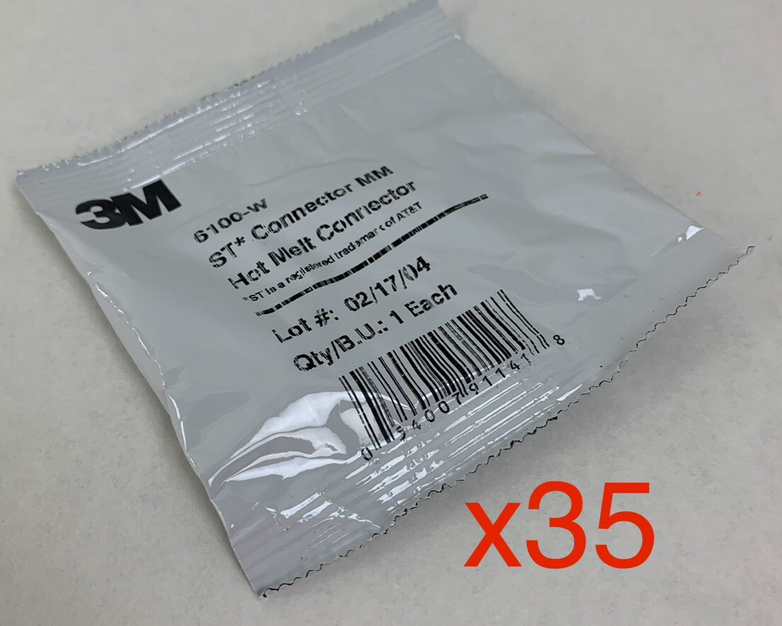 3M 6100-W Hot Melt ST MM Jacketed Fiber Connector New Lot of 35