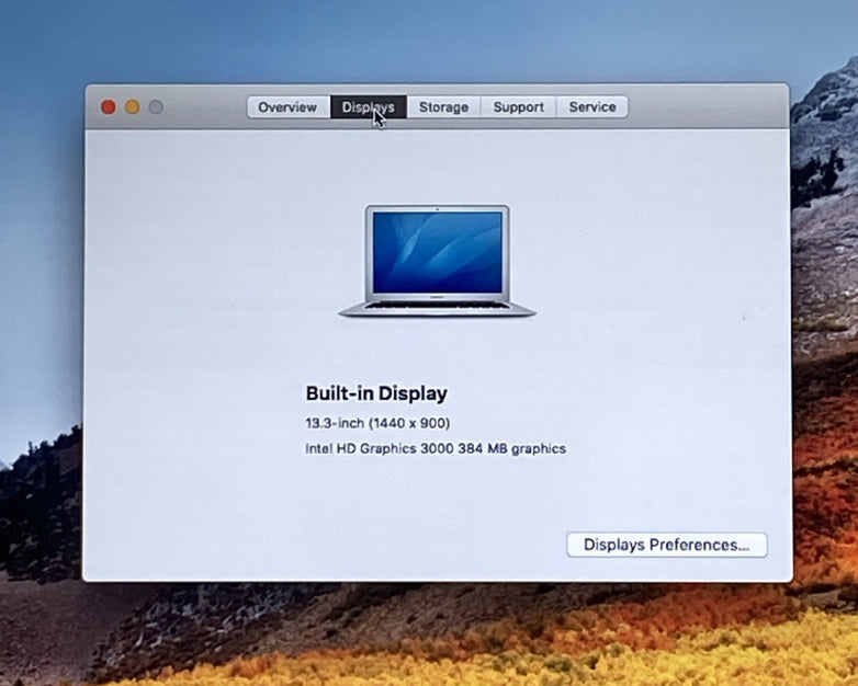 Apple A1369 MacBook Air 2011 13" 1.8Ghz i7 4GB RAM 250GB SSD os10.13.6 969Cycles