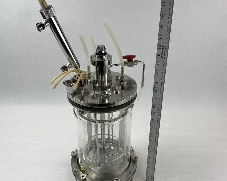 Eppendorf G-1395-13 3L Liter Glass Jacketed Vessel Bioreactor