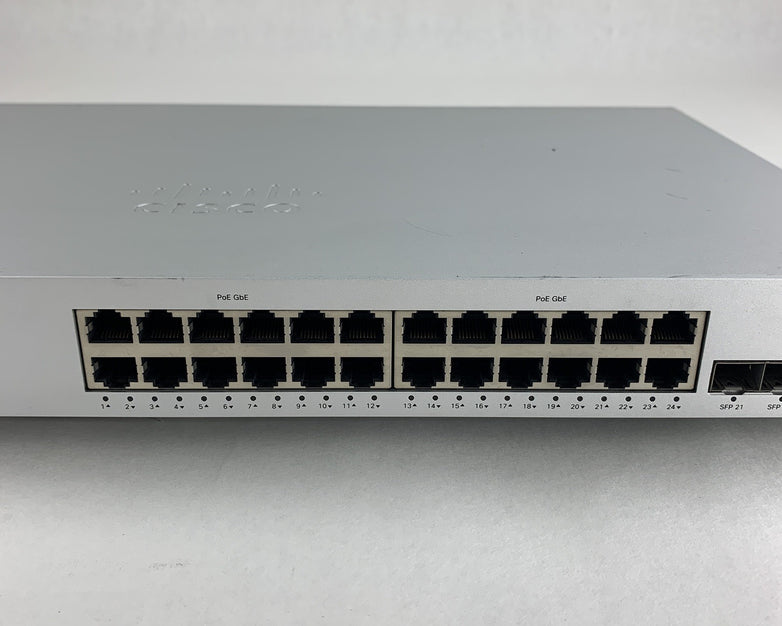 Meraki Cisco MS220-24P 24-Port Gigabit PoE+ Network Managed Switch Tested Reset
