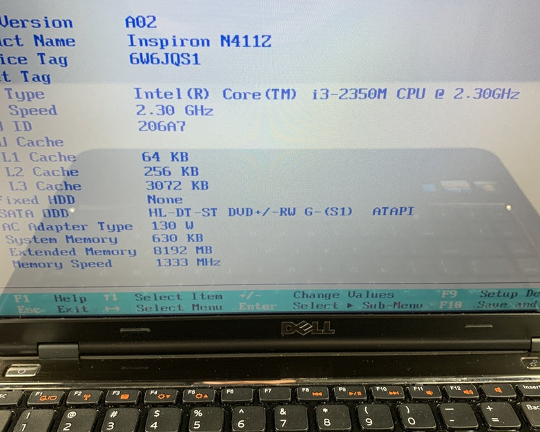 Dell Inspiron N411Z 14" i3-2350M 2.3 GHz 630 KB Ram No OS No HDD No Batt No AC