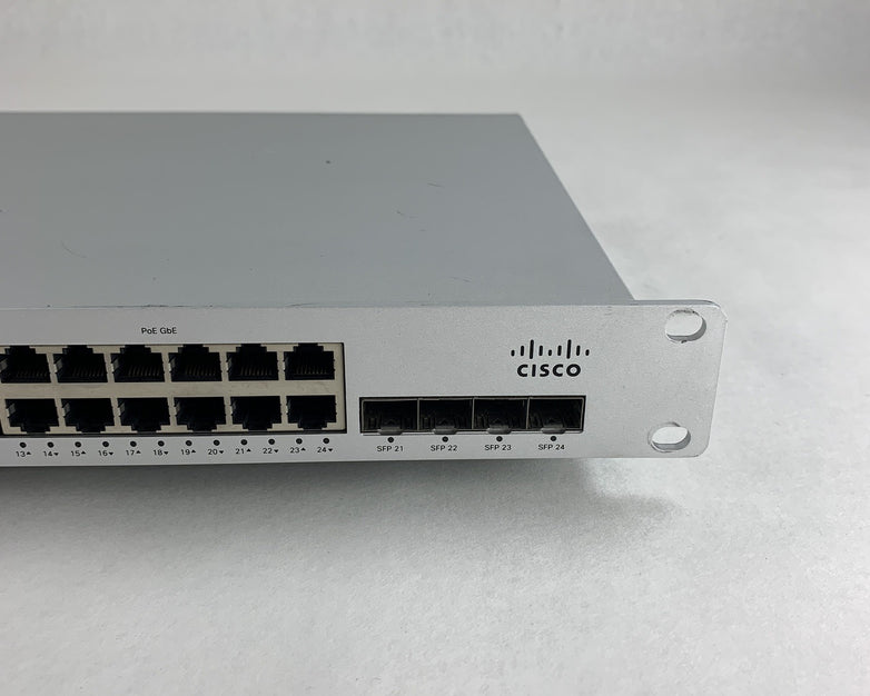 Meraki Cisco MS220-24P 24-Port Gigabit PoE+ Network Managed Switch Tested Reset