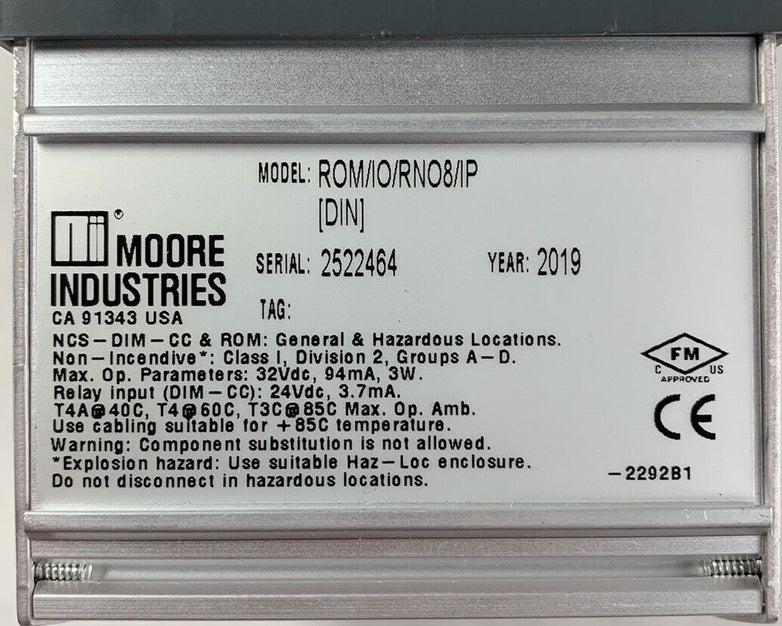 Moore ROM-8 Relay Output Module ROM/IO/RNO8/IP