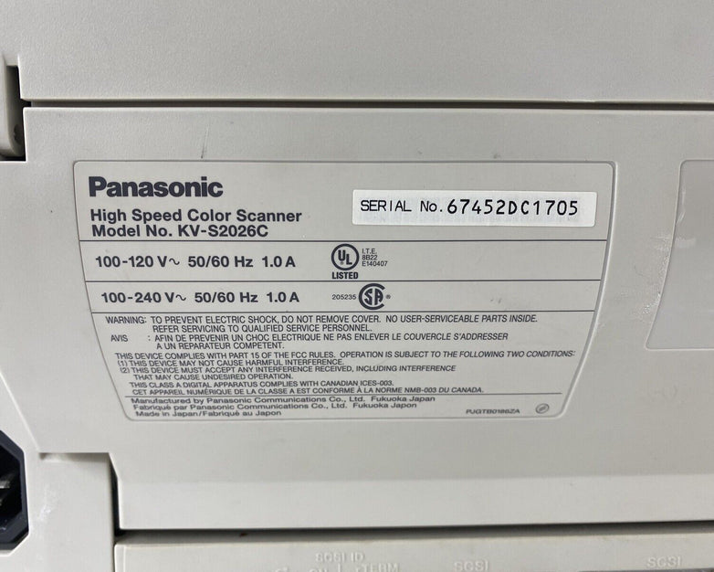 Panasonic KV-S2026C High Speed Color Document Scanner - Parts or Repair