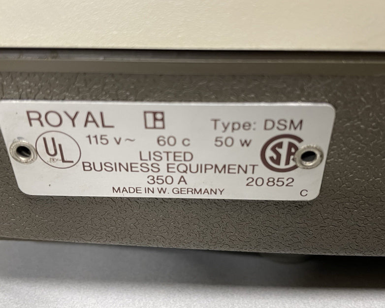Royal 350A Typewriter 115V No Ribbon Tested