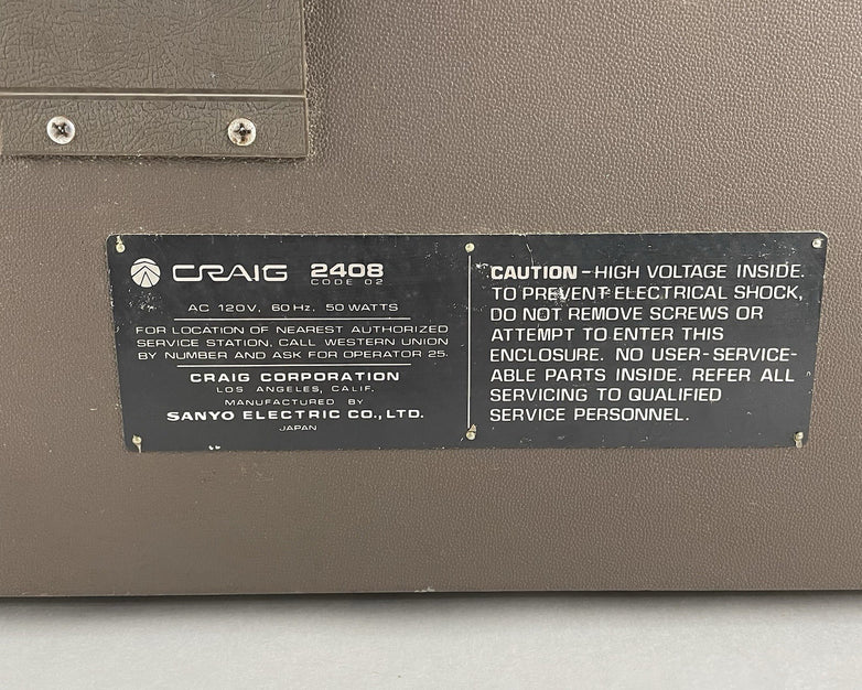 Craig Model 2408 Reel-to-Reel Tape Recorder