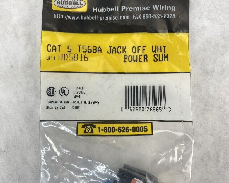 Lot( 2 ) Hubbell HD58A6 Cat 5 T568B Jack Off White Power Sum USAmade