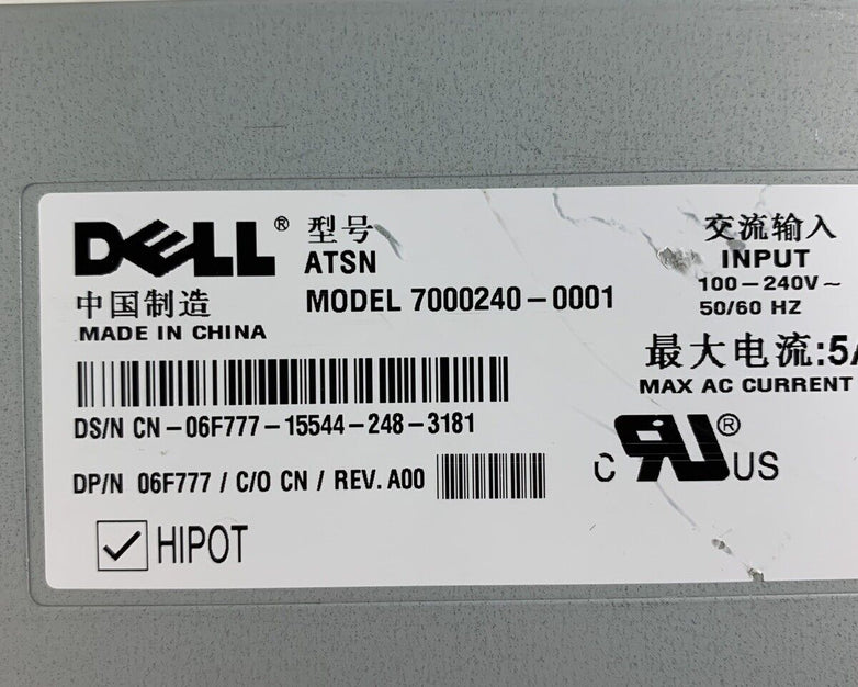 Dell PowerEdge Server Redundant Power Supply 7000240-0001 300W 06F777