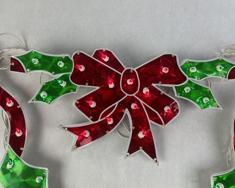 Celebrations 48" Holographic Holly With Bow Lighted Sign - Tested