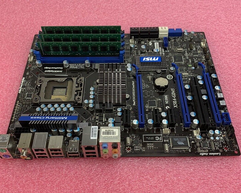 MSI X58A-GD45 Motherboard Intel 2.8GHz 16GB RAM w/Shield No CPU