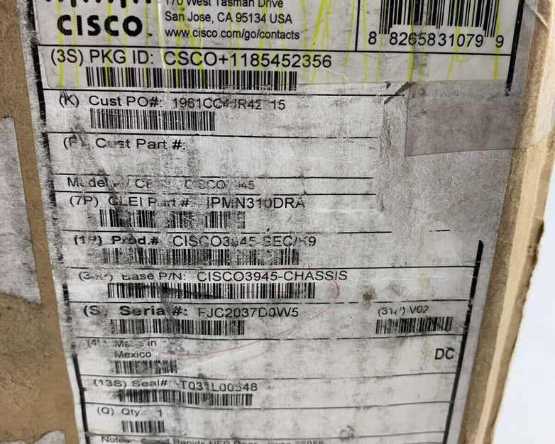 Cisco CISCO3945-SEC/K9 Security Router Bundle Box Opened