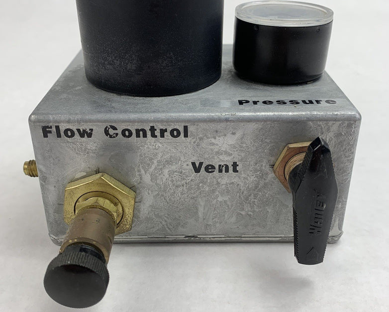 Pressure Compensated Flow Control Valve Vent With Container Vial