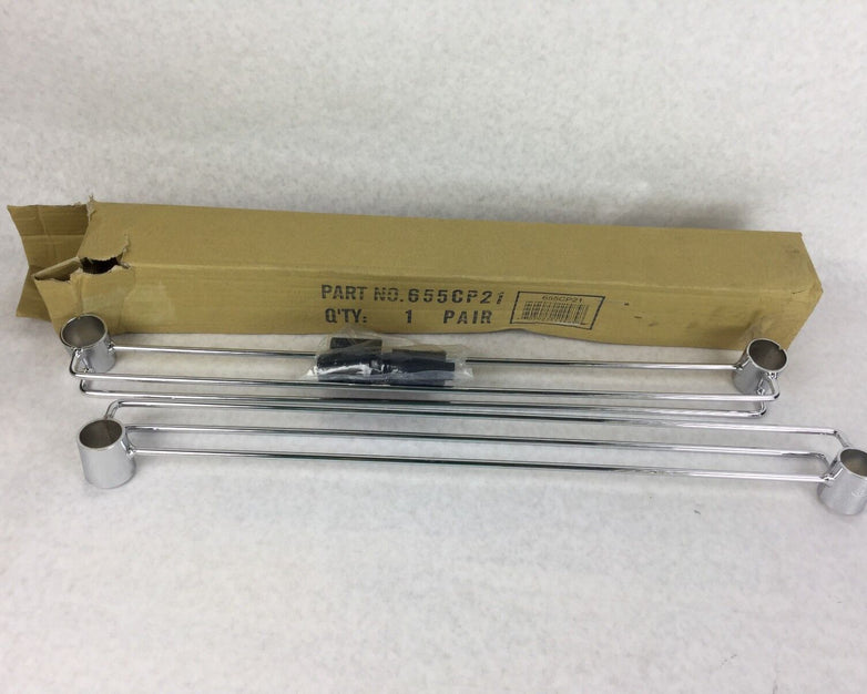 NEXEL Chrome Shelving Bar for Wired Shelving 1 Pair 655CP21 w/4 Shelf Clips