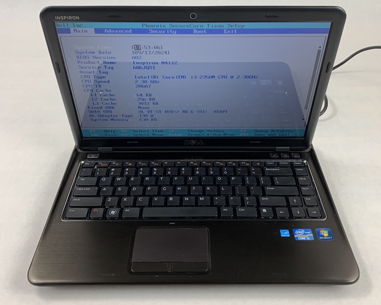 Dell Inspiron N411Z 14" i3-2350M 2.3 GHz 630 KB Ram No OS No HDD No Batt No AC