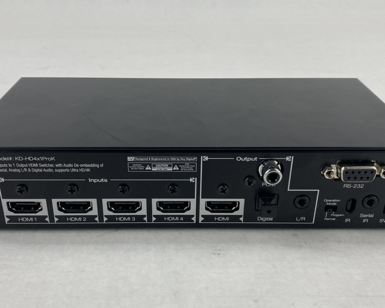 Key Digital KD-HD4x1ProK HDMI Switcher Power Tested No AC Adapter