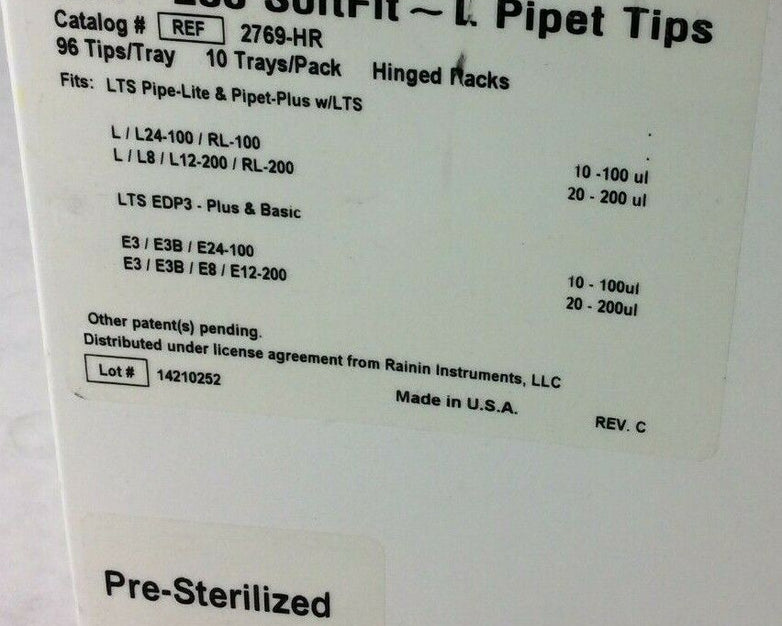 Lot of 960 Rainin 2769-HR 200uL ART SoftFit-L Pipette Tips