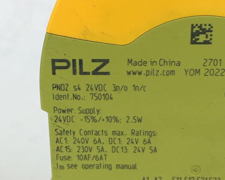 PILZ PNOZ s4 24VDC 3 n/o 1 n/c 750104 Untested