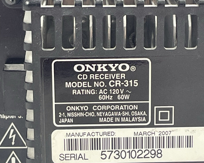 Onkyo CR-315 CD Receiver For Parts