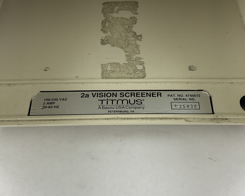 Titmus 2a Vision Screener Tester Powers on W/ Manual and Test Card