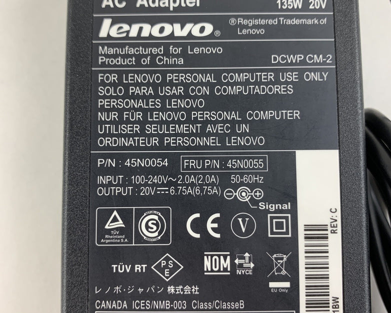 Lenovo 45N0054 AC Charger Adapter 20V 6.75A 135W Lot of 2