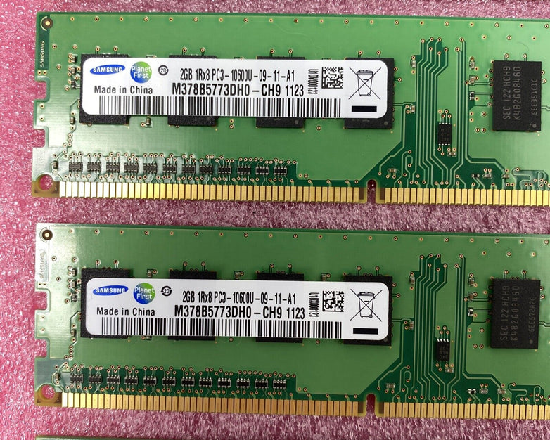 Lot ( 8 ) 2GB Samsung M378B5773DH0-CH9 1Rx8 PC3-10600U DDR3-1333MHz Desktop RAM