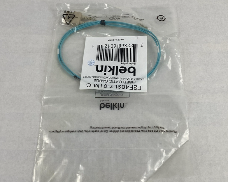 Belkin F2F402L7-01M-G LC to SC 1M LO Multimode Aqua 10Gb Fiber Optic Cable
