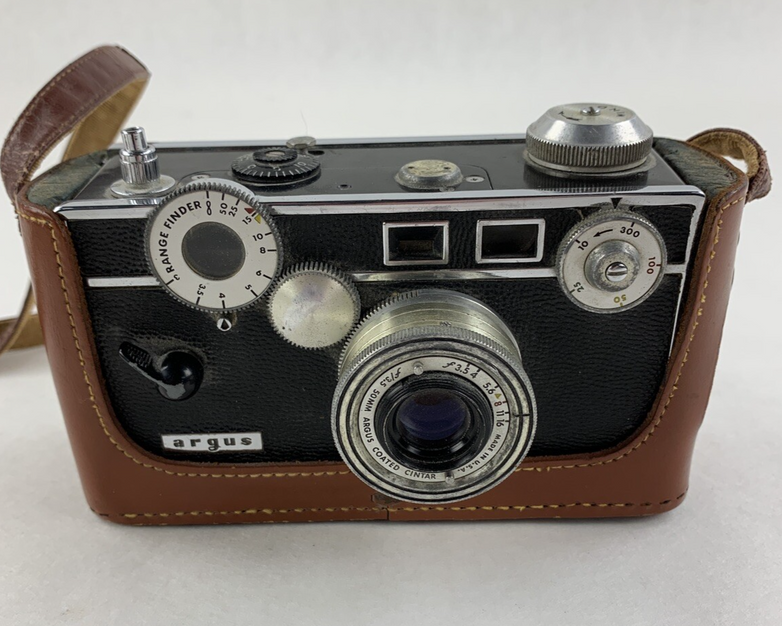 Argus Coated Cintar 50mm F3.5 Lens with Leather Case Vintage Untested No Film