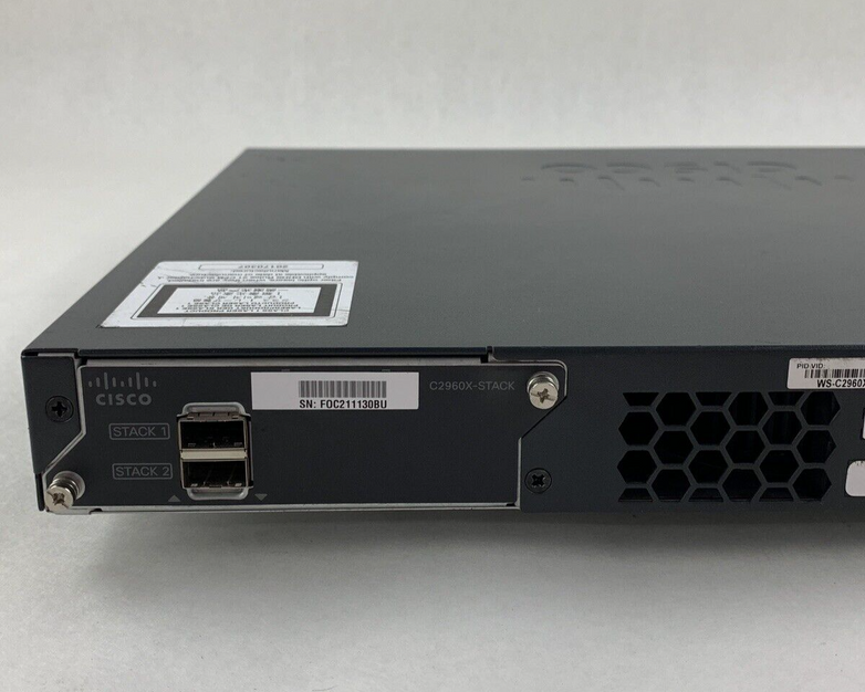 Cisco WS-C2960X-48FPS-LV05 48Port POE+ Switch Tested W/C2960X-STACK No OS