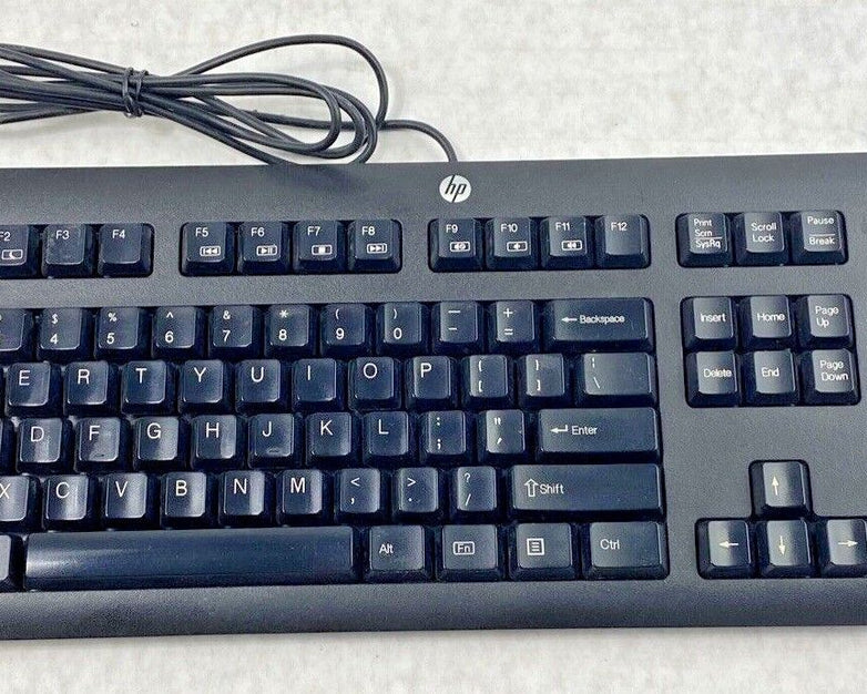 HP 701424-001 USB Desktop Office Quiet Keys KU-1156 Keyboard 672647-00 Black