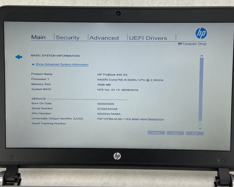 HP ProBook 440 G3 Intel Core i5-6200U 2.3GHz 4GB RAM 14" No Battery No HDD No OS