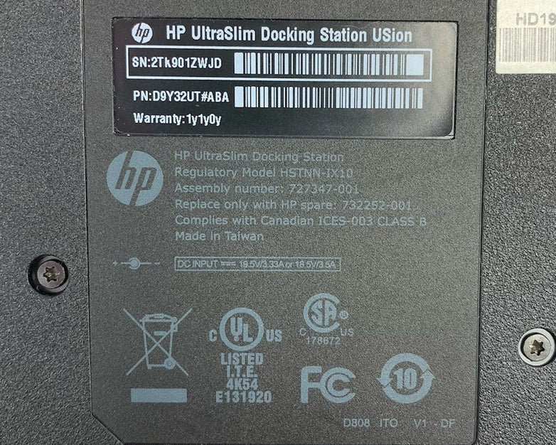 HP Ultraslim HSTNN-IX10 Docking Station - No Keys (Lot of 2)